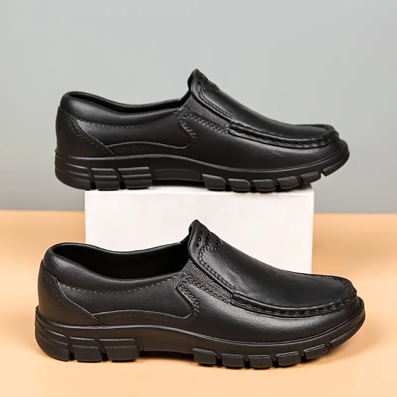 Men’s Black EVA Slip-on Work Shoes - Comfortable Chef Shoes for Driving and Office Use, All-Season Casual Footwear