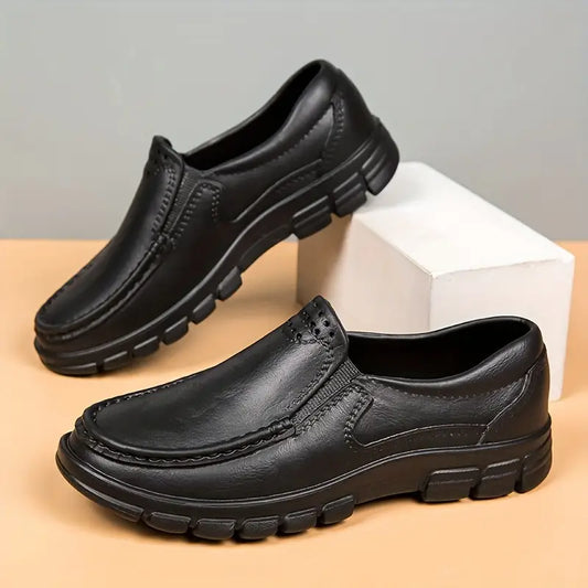 Men’s Black EVA Slip-on Work Shoes - Comfortable Chef Shoes for Driving and Office Use, All-Season Casual Footwear