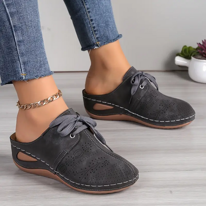 Summer Sale 50% Off❤️Women’s Summer Comfort Orthopedic Mule Sandals,  Slip-On, Round Toe with Lace-Up Design