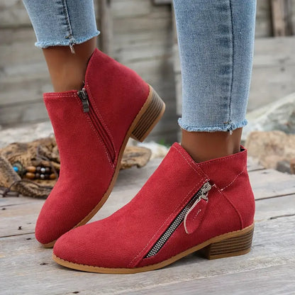 LAST DAY 50% OFF❤️ Women’s Comfort Walking Ankle Boots – Low Heel, Zipper Closure, Orthopedic Arch Support