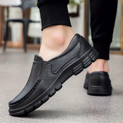 Men’s Black EVA Slip-on Work Shoes - Comfortable Chef Shoes for Driving and Office Use, All-Season Casual Footwear