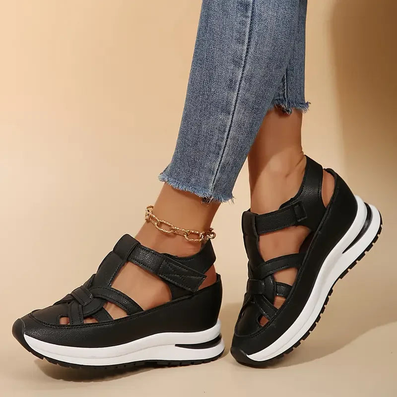 Women’s Soft Adjustable Sandals – Hook & Loop, Comfort Fit for Wide & Narrow Feet