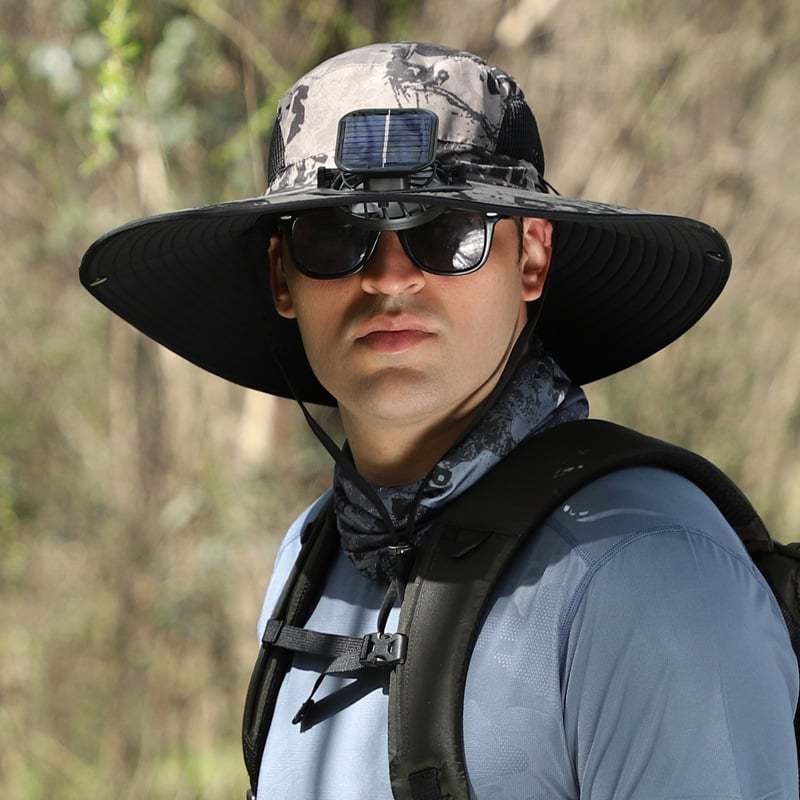 2025 New Wide Brim Solar Fan Outdoor Fishing Hat-Solar & USB Charging
