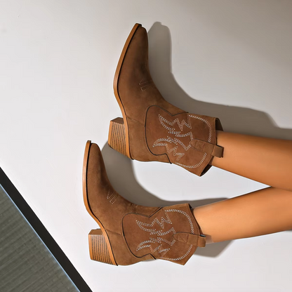 Harper™ Women Embroidered Pointed Toe Boots, Retro Slip on Western Cowboy Boots