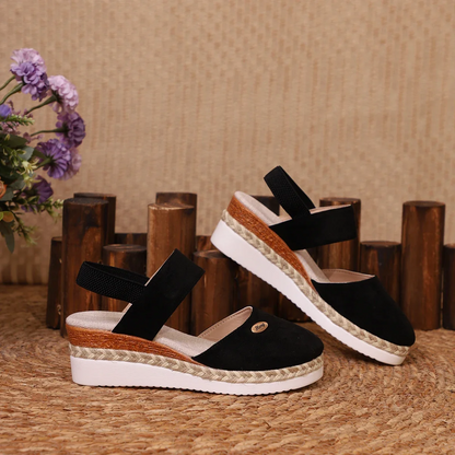 Spring Sale 45%💝 Women's Closed Toe Espadrille Wedge Sandals – Platform with Elastic Slingback